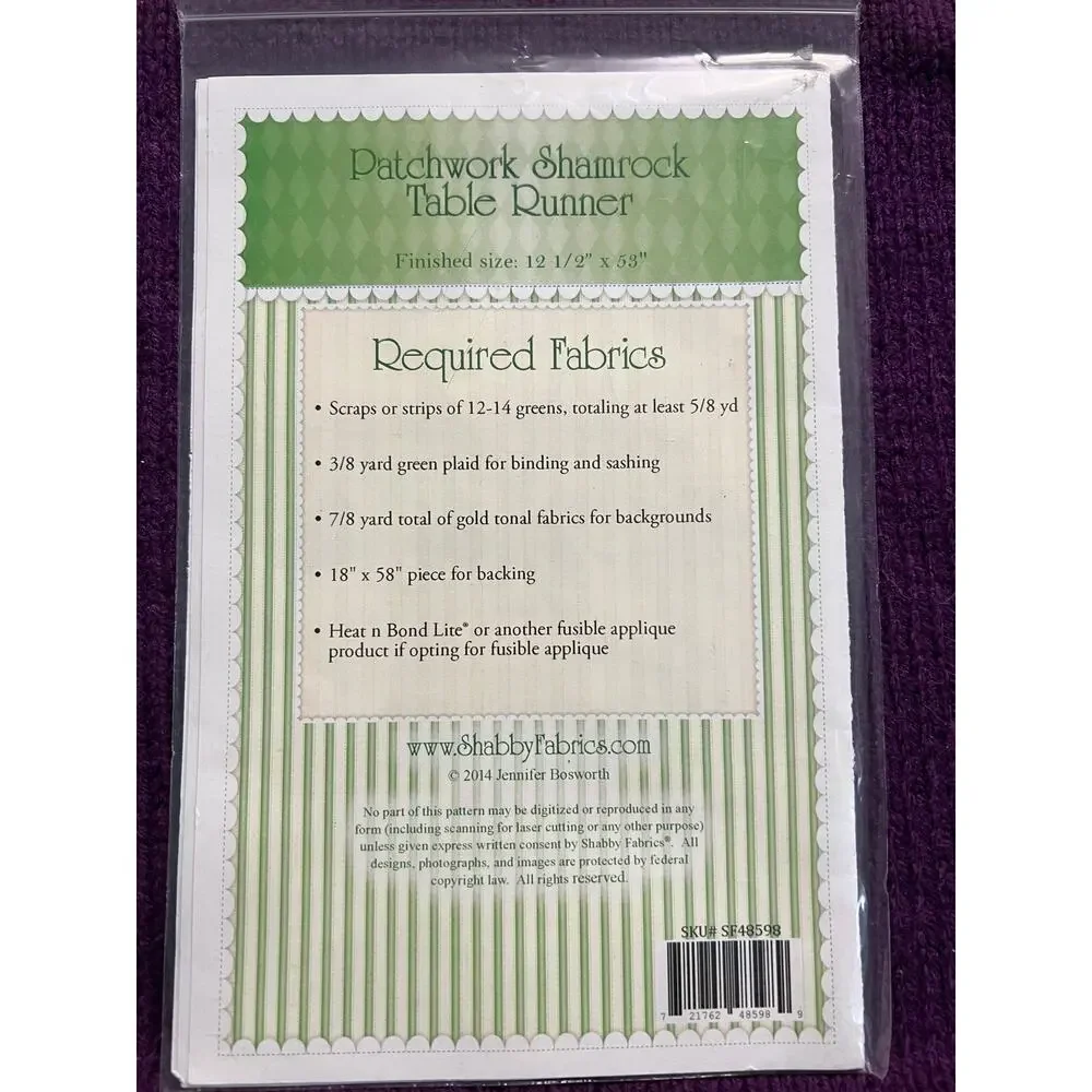 vintage blessings Quilt Sewing pattern shamrock table runner